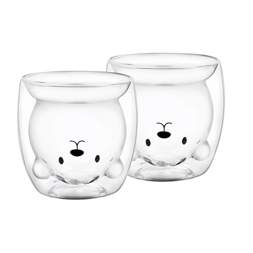 GRÄWE Doppelwandige-Thermogläser, 250ml, 2er Set, Motiv Bär, Kindertasse als Geschenkset