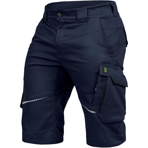 Leibwächter Arbeitsshorts Herren Flex Line Marine – Größe 54 – Robuste Cargo Hose mit Taschen – Handwerker Shorts – Berufsbekleidung – Multifunktionshose mit Reflektoren
