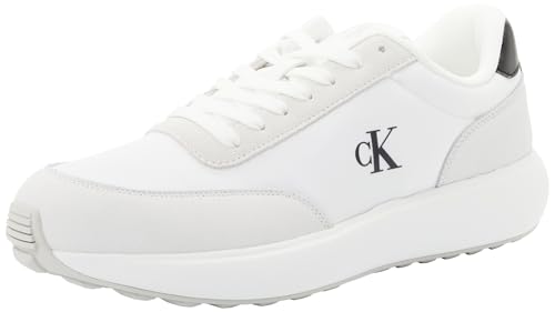 Calvin Klein Herren Runner Sneaker Athleisure Laceup aus Leder, Weiß (Bright White/Black), 43