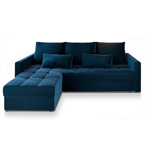 Masseno Ecksofa KOS PIK mit Schlaffunktion L-Form, Sofa mit Bettkasten, Wohnzimmersofa, Couch, Soffa, Bettsofa, Couchgarnitur- Blau, Kronos 09