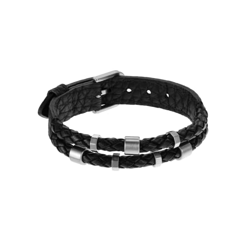 FOSSIL Armband für Männer Leather Essentials, Schwarzes Lederarmband, Länge: 256mm, Breite: 13.7mm, JF04473040