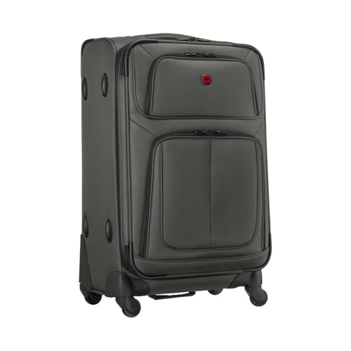 WENGER Sion Medium Weichschalenkoffer mit 4 Rollen, Trolley, Mittelgroß, 72 (82) l, Erweiterbar, Damen Herren, Reisen Urlaub, Grau, 653587