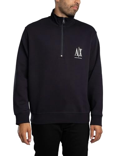 Armani Exchange Herren Icon Project, Embroidered Logo, Front Zip Sweatshirt, Deep Navy, M EU