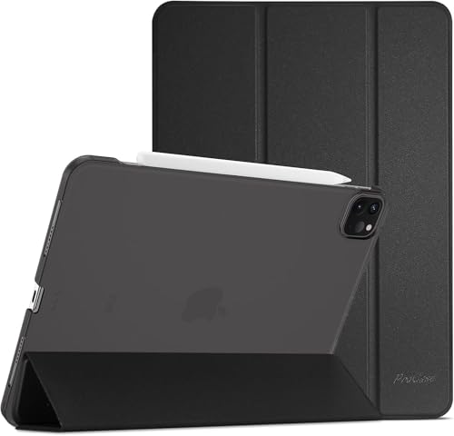 ProCase Hülle für iPad Pro 11 Zoll 2022/2021/2020 (4/3/2 Generation), Dreifach Falt Klapp Schutzhülle, Ultra Dünn Leicht Ständer Schale Smart Case Cover -Schwarz