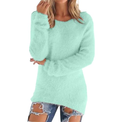 YCBMINGCAN Damen Sale Teddy Pullover Damen Teddy Fleece Pullover Damen Grosse Grössen Fleecepullover Einfarbig winterpullover Warm Oberteil Casual Sweatshirt Thermo Shirt Damen