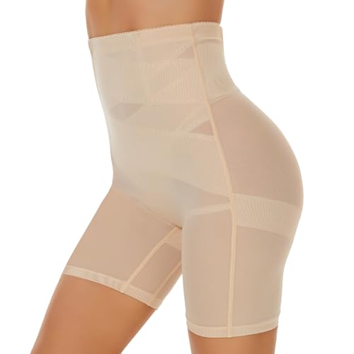 SIMIYA Bauchweg Unterhose Damen Shapewear Hohe Taille Unterwäsche Figurenformend Miederhose Bauchkontrolle Body Shaper Leggings Miederpants für Frauen(Beige, XXL)
