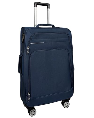 MY TRAVEL BAG Stoff Reisekoffer Trolley Erweiterbar mit Zwillingsrollen (M/L/XL/XXL oder 4er Set) Weichgepäck (Blau, Handgepäck (55cm))