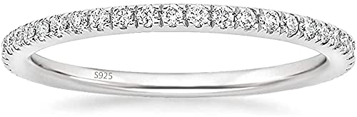 Lisandra Scott Eternity Ring 925 Sterlingsilber mit Zirkonia Kristall Damenring in Silber, Rosegold und Gold für Damen mit Stein und Schmal (Silber, 50)
