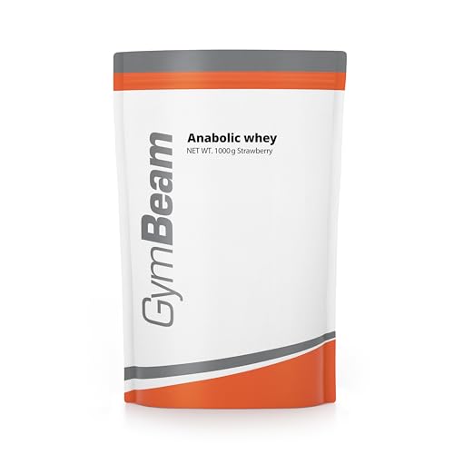 Anabolic Whey Protein Pulver – Mehrkomponenten-Eiweißpulver mit Creatin Monohydrat, ideal zum Muskelaufbau, Mix aus Whey Konzentrat, Casein & Glutaminpeptiden – GymBeam, 1000 g Erdbeere