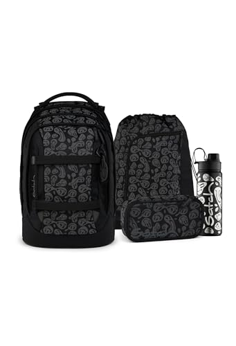 Satch Pack Set Set 4 teilig ab 5. Klasse ergonomisch 30L Stauraum mit Schlamperbox Trinkflasche Sportbeutel