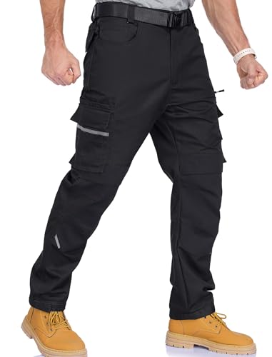 Elainone Arbeitshosen Männer Robuste Arbeitshosen-Herren mit Kniepolster-Taschen für Handwerk, Produktion und Baugewerbe Schwarz 52