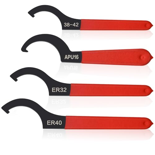 Finkow C Hakenschlüssel, 4 Stück Gewinde SchlüSsel, Verstellbare SchraubenschlüSsel, Gewindefahrwerk, mit Rutschfestem Griff, SchlüSsel Werkzeug Satz, für Graviermaschinen, Verlängerungsstangen