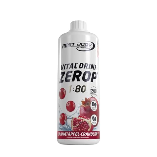 Best Body Nutrition Vital Drink ZEROP® - Granatapfel-Cranberry, Original Getränkekonzentrat - Sirup - zuckerfrei, 1:80 ergibt 80 Liter Fertiggetränk, 1000 ml