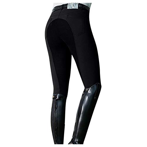 Reitleggings Damen High Waist In Schmaler Passform Leggings Kontrast Atmungsaktives Schnell Trocknend Reithose Outdoor Sporthose Für Reitsport Pferdetraining Mit Taschen Und Gürtelschlaufen,S-Xxl