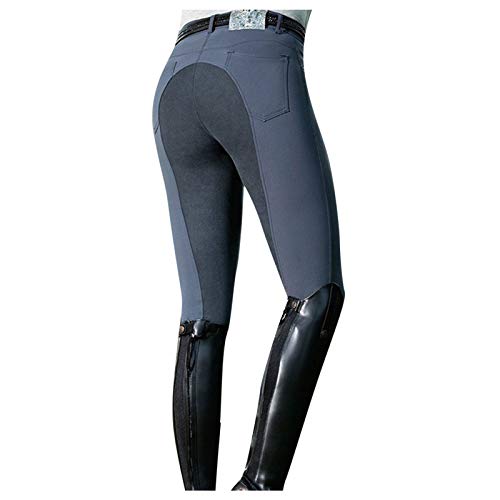 Reitleggings Damen High Waist In Schmaler Passform Leggings Kontrast Atmungsaktives Schnell Trocknend Reithose Outdoor Sporthose Für Reitsport Pferdetraining Mit Taschen Und Gürtelschlaufen,S-Xxl