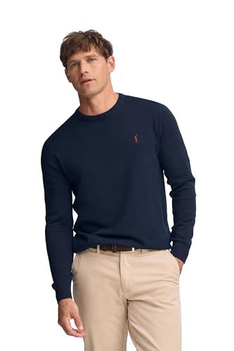 Polo Club Herren Basic Strickpullover Crewneck Navy Blau - Pullover 100% Baumwolle Langarm Sweat