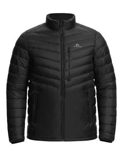 Pioneer Camp Herren Steppjacke mit Durchgehendem Reißverschluss Stehkragen Leichte Übergangsjacke Herren Wasserfeste Warme Winterjacke(Black;S)