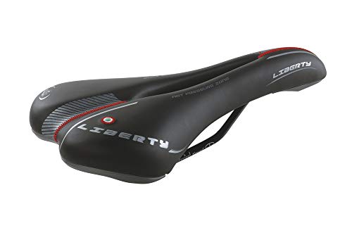 Made In Italy Montegrappa Originaler Sattel Hohl Ergonomisch Mountainbikesättel Kunstleder Perfekt Für Cityradräder MTB Trekkingräder Mod. Liberty 1400 (Farbe: Schwarz)