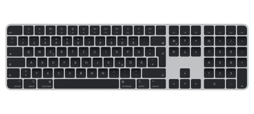 Apple Magic Keyboard mit Touch ID und Ziffernblock: Bluetooth, wiederaufladbar. Kompatibel mit Mac Computern mit Apple Chip; Deutsch, Schwarze Tasten