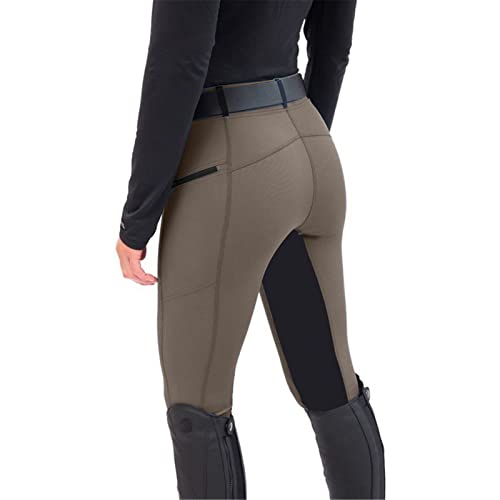 nicticsi Damen Mode Reiterhosen Slim Fit Elastische Splice Reiterhosen Casual Leggings Sport Hohe Taille Reithose Reitsport Trainingshose A Khaki S