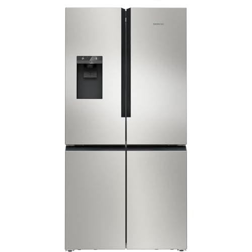 SIEMENS KF96IAPEA, iQ500, Smarter French-Door Kühlschrank, 183 x 90,5 cm, 375 L Kühlen & 199 L Gefrieren, noFrost, Multifunktions-Ablage, Eis- und Wasserspender, AntiFingerprint, Gebürsteter Stahl