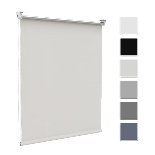 Zarnan Verdunkelungsrollo Klemmfix ohne Bohren B40 x H130cm Creme Verdunklungsrollo Thermorollo Seitenzugrollo Klemmrollo für Fenster & Tür Sichtschutz Sonnenschutz innen Rollo