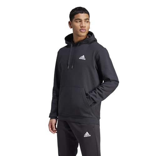 adidas Herren Essentials Fleece Hoodie, Black / White, M