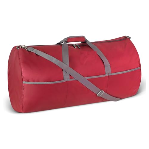 Amazon Essentials 82,3cm extra große faltbare Nylon-Reisetasche für Reisen/Aufbewahrung mit Reißverschlusstaschen, 150l, 22,7kg Tragkraft, rot (früher Amazon Basics)