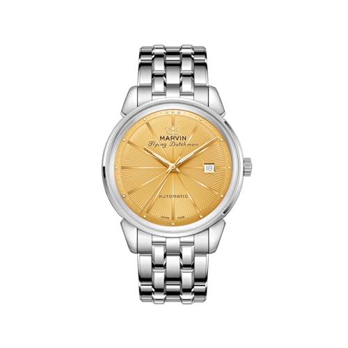 marvin Automatikuhr Schweizer Uhrwerk Mechanische Luxusuhren für Herren mit Edelstahlarmband, Saphirglas-Zifferblatt, Leuchtzeigern und Leuchtindexen, 50 m wasserdicht