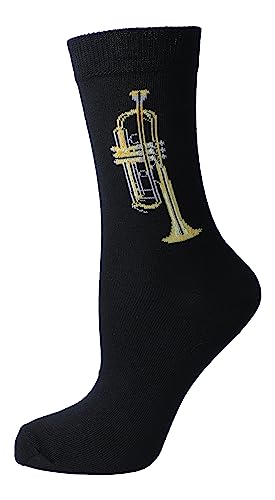 Musik-Socken mit eigenwebter Trompete, Blasmusik, 1 Paar (DE/NL/SE/PL, Numerisch, 43, 45, Regular, Regular)