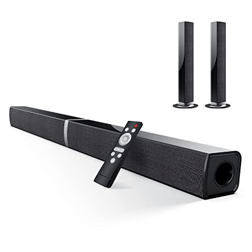 HoYLluDLL 2.0-Kanal Soundbar für TV Geräte, 32 Zoll Teilbare 2-in-1-Soundbar Bluetooth Sound Bar mit 3 EQ-Modi und 3D Surround Sound, TV Lautsprecher Soundbars mit ARC/Optical/Aux