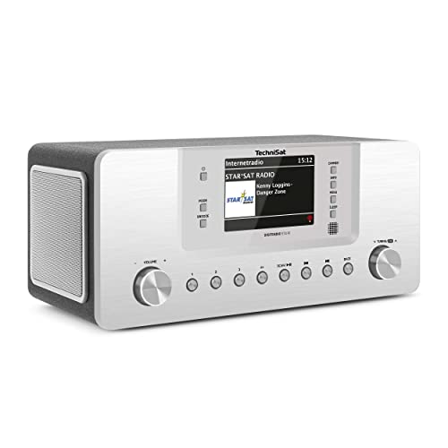 TechniSat DIGITRADIO 574 IR – Stereo-Internetradio (DAB+, FM, WLAN, Bluetooth-Audiostreaming, 4 Zoll Farbdisplay, USB, AUX in, Kopfhöreranschluss, Wecker, 10 Watt, App-/Fernbedienung) Silber