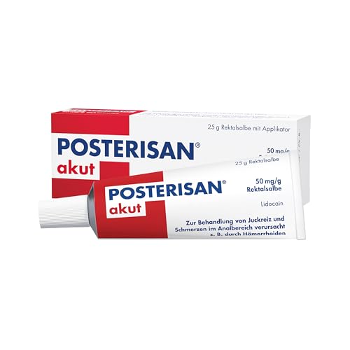 Posterisan akut 50 mg/g Rektalsalbe mit Applikator: Schnelle Hilfe bei Schmerzempfinden und starkem Juckreiz, 25 g