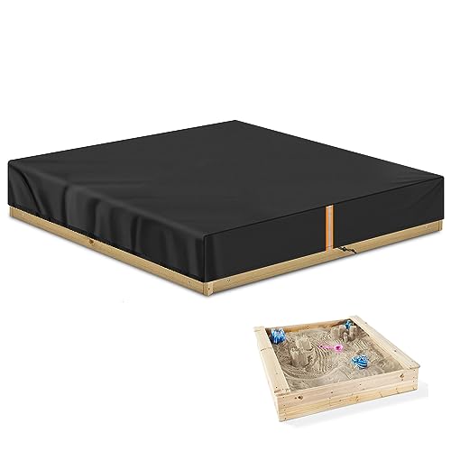 VANSHEIM Abdeckung Sandkasten 200x200x20cm Wetterfeste Sandkastenabdeckung Plane Schutzhülle für Sandkasten Sankastenabdeckung Sandkiste Abdeckungen Gartenpoolabdeckung UV Beständig 420D Oxford Gewebe