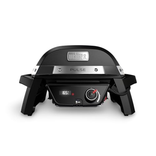 Weber Pulse 1000 Elektro Grill, 41 x 31cm Grillfläche, Temperaturen über 300°C, Digitaler Temperaturregler & Thermometer, Porzellanemaillierter Guss-Grillrost - Schwarz (81010079)