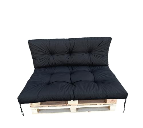 IN WOHO Palettenkissen Set, Outdoor Kissen für Palettensofa, Europaletten Sitzkissen, Sitzauflagen Gartenmöbel, Wasserabweisende Palettenkissen 120x40 und 120x80, Bankauflage Outdoor, Schwarz