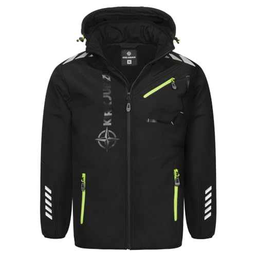 Kirkjubøur® Hestur Herren SOFTSHELLjacke 10.000 mm Wassersäule mit Kapuze und Fleecefutter, atmungsaktiv und wasserabweisend (DE/NL/SE/PL, Alphanumerisch, XL, Regular, Regular, Alvik Schwarz)