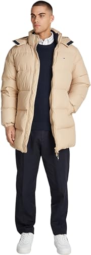 Tommy Jeans Herren Pufferjacke Essential Down Parka mit Kapuze, Beige (Gentle Gold), M