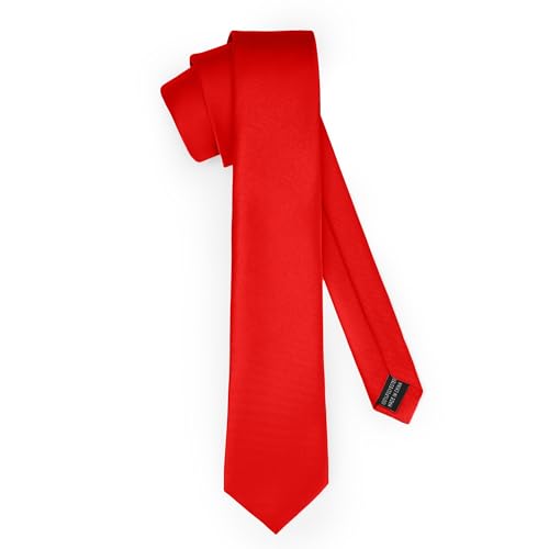 Ladeheid Klassische Herren Krawatte, matt, Perfekt für Büro & Festlichkeiten, Vielfältige Farben - Ideal für Geschäftsmeetings, Hochzeiten TMM-8 (150cm x 8cm, Rot)