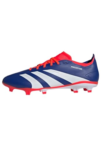 adidas Unisex Predator League Football Boots Firm Ground, Lucid Blue/Cloud White/Solar Red, 43 1/3 EU