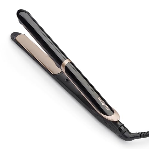 BaByliss Super Smooth Glätteisen – Anti-Frizz Ionen-Technologie, Hitzeschutzmatte, fortschrittliche Keramikplatten, schnelles Aufheizen, 6 Temperaturstufen von 140°C bis 235°C, ST393E