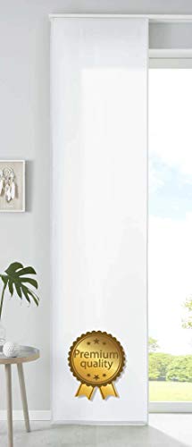 Gardinenbox 1er Set Schiebegardine Flächenvorhang Mikrofaser Vorhang Gardine Raumteiler HxB 245x60 cm Weiß Deluxe Matt Paneelwagen Beschwerungsstange, 85600N