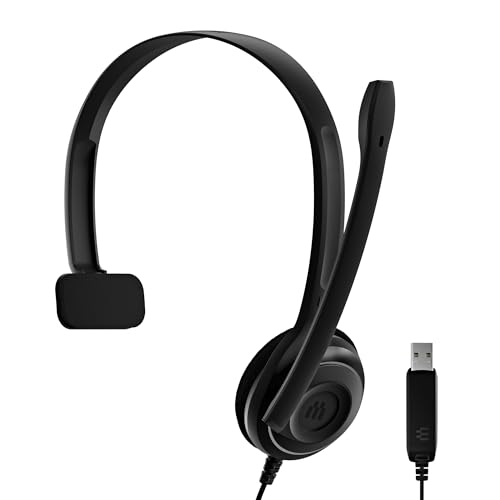 EPOS PC7 USB Mono-Headset für PC & Mac - Leichtes kabelgebundenes On-Ear-Headset, Mikrofon mit Geräuschunterdrückung, USB Plug-and-Play, Kristallklarer Klang, für Büroanrufe, Business, Online-Meetings