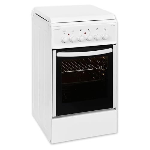 Exquisit Standherd EH 10.3 F2 | Elektro-Standherd | 50 cm | Masse-Kochfeld | 50 L Garraum | Inkl. Deckel | Weiß
