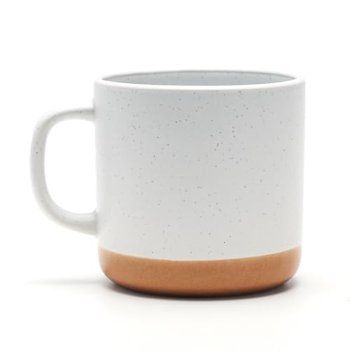 Dermalyx 300ML Handgefertigte Keramik Kaffeetasse Gesprenkelte Weiße Hochglanz Natur Gebrannte Tonbasis Mikrowellengeeignet Niedrige Kunsthandwerk Tasse Tee Geschenke