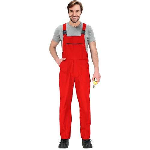 BWOLF Slater Arbeitslatzhose Herren Arbeitslatzhosen Männer Latzhose Herren Arbeitshose Schutz-Latzhose für alle Jahreszeiten und verschiedene Berufe S - 4XL (Rot, XL)