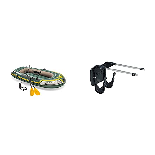 Intex Seahawk 2 Set Schlauchboot - 236 x 114 x 41 cm - 3-teilig - Grün & Motor Mount Kit - Außenbordmotorbefestigung - Bis zu 3,0 PS Motoren