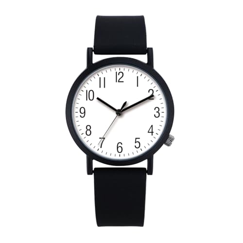 Comtex Klassische Armbanduhr, Analoges Zifferblatt, Schwarzes Gehäuse, Schwarzes Silikonarmband