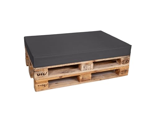 TexDeko® Palettenkissen 120 x 80 x 12cm Wasser-& schmutzabweisend Abnehmbarer Bezug mit Reißverschluss waschbar gepolstertes Sitzkissen für Europalette Palettenpolster (Anthrazit)