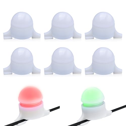 mizikuu 6 Stück Elektronisch Bissanzeiger, LED-Light-Strike LED Alarm Leuchte Angeln mit Bewegungssensor Nachtlicht Rutenspitze Clip-on-Fischbissanzeiger Fischbissalarm für Angeltouren